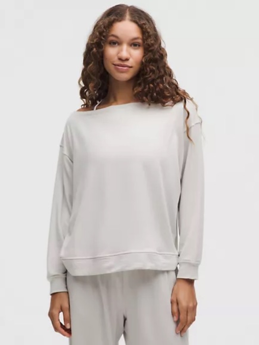 Lululemon BeCalm Oversized Boatneck Long-Sleeve Shirt - Dove Grey, Size M